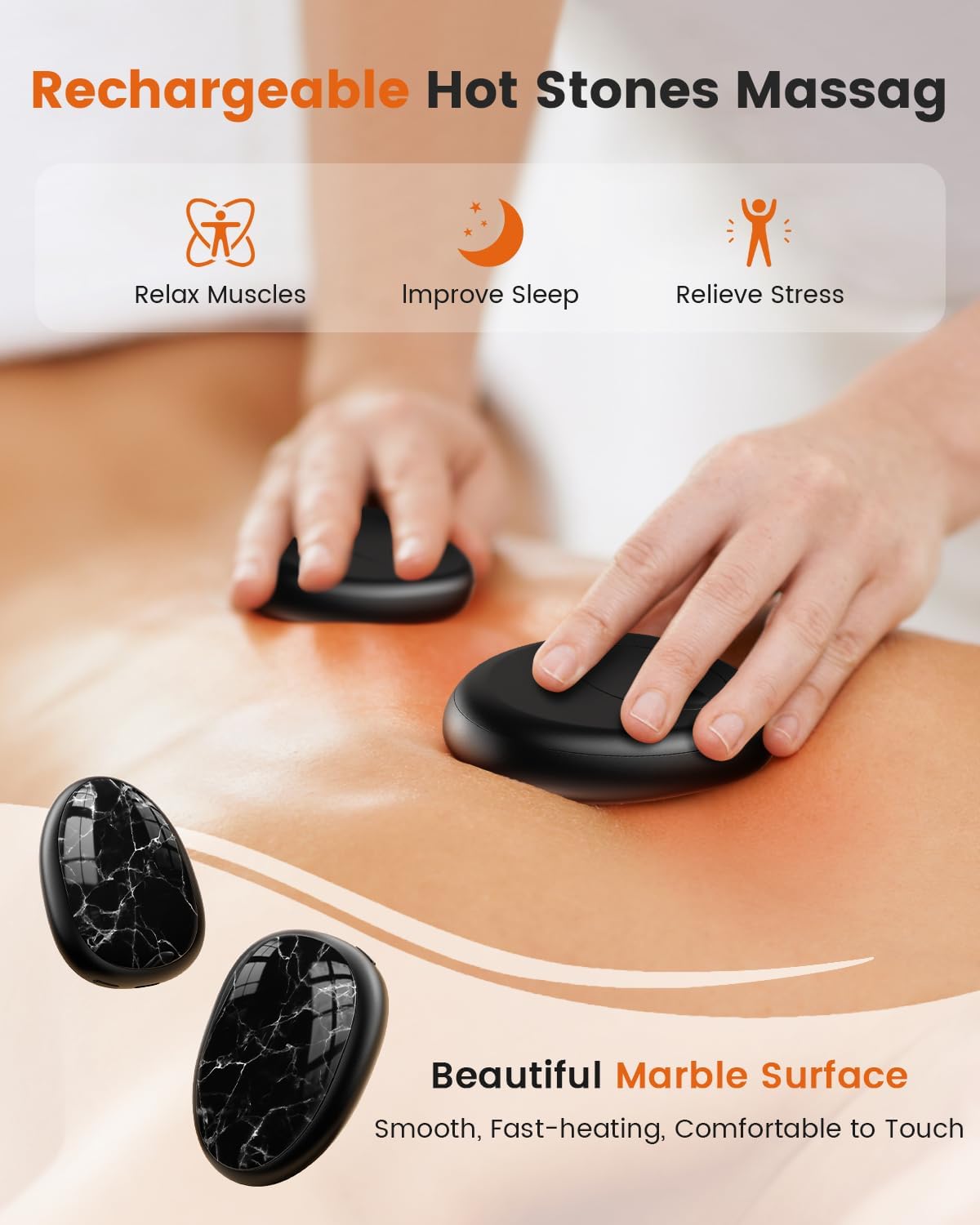 Hand Warmers Rechargeable 2 Pack, AI Temperature Control Electric Handwarmers, Stone Shape Portable Pocket Heater, Great Gift for Christmas Hunting, Golf