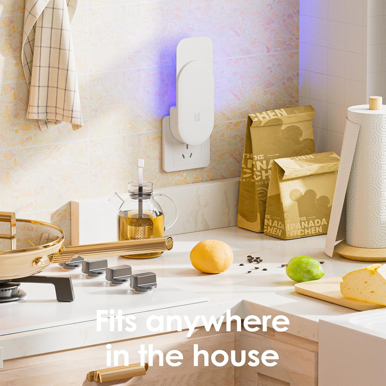 Flying Insect Trap, 2 in 1 Indoor Plug-in Fruit Fly Trap, 1 Trap White and 6 Glue Cards, Fruit Fly Traps for Gnat, Moth, Mosquito, Suitable for Every