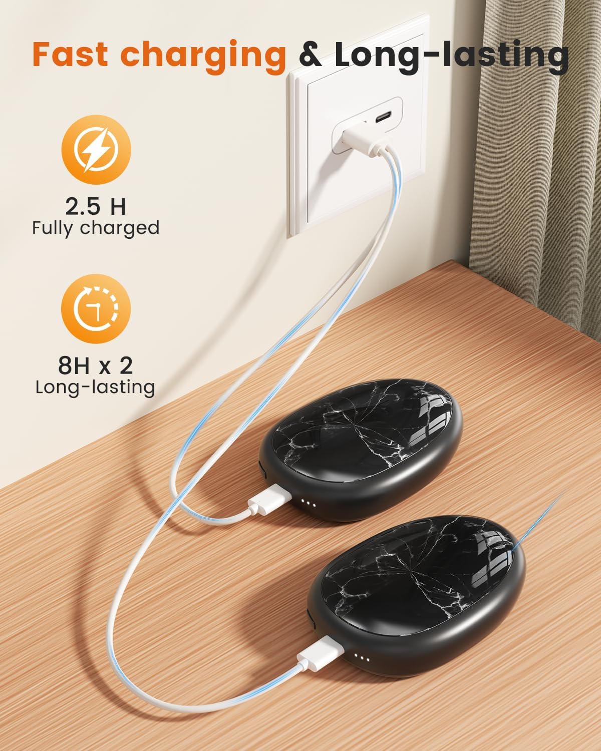 Hand Warmers Rechargeable 2 Pack, AI Temperature Control Electric Handwarmers, Stone Shape Portable Pocket Heater, Great Gift for Christmas Hunting, Golf