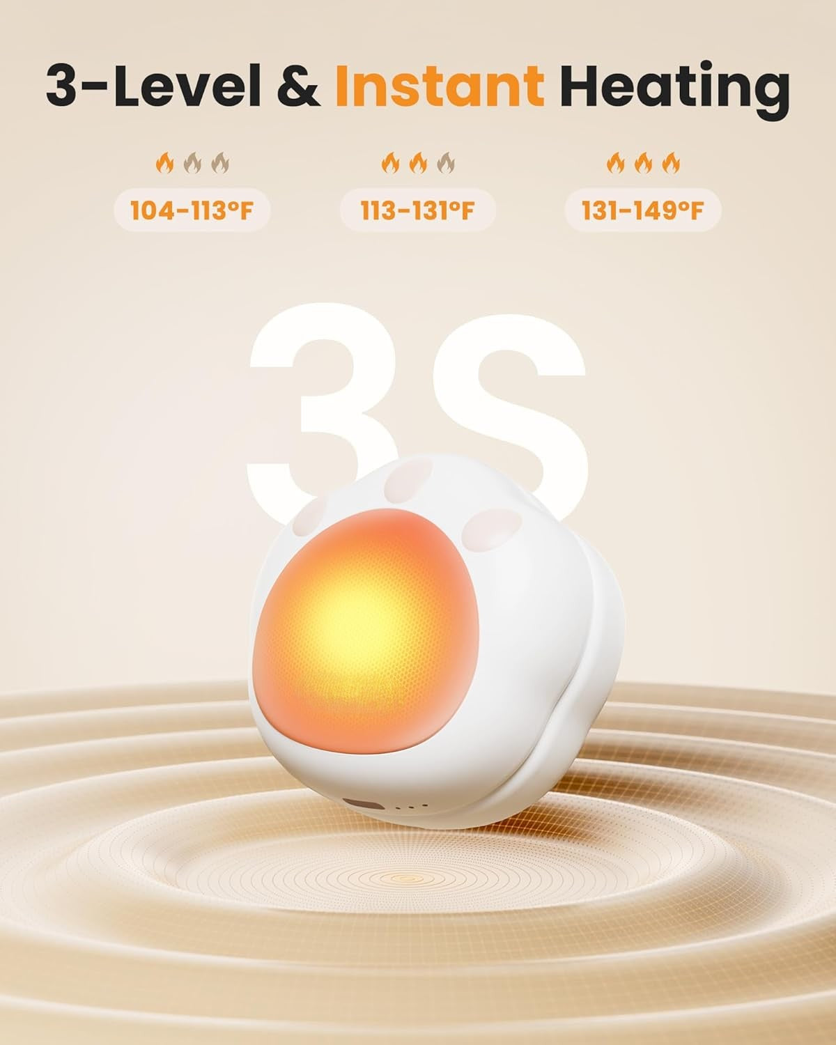 Hand Warmers Rechargeable, 2 Pack Cute Cat Paw Design 3 Levels Magnetic Electric Pocket Heater, Reusable Portable Hot Hands Stocking Stuffers Gifts